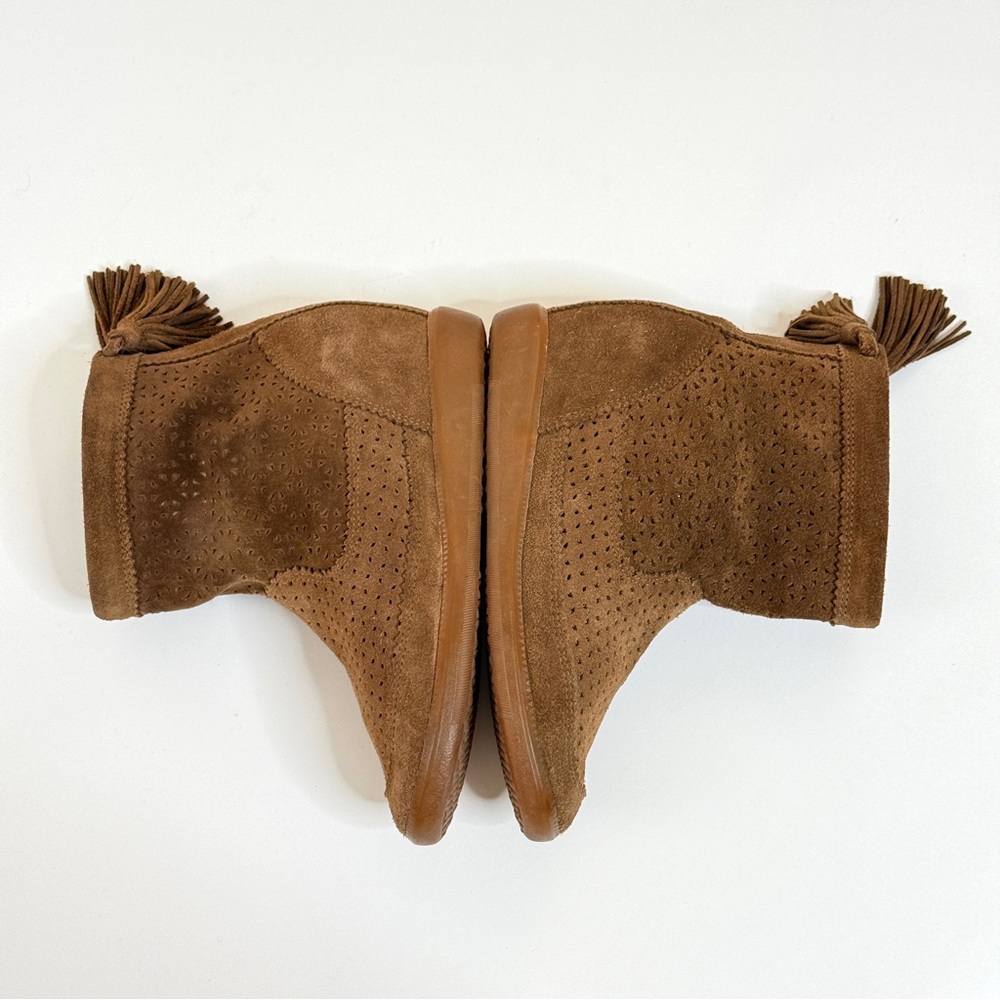 Brown Suede Ankle Boots with Tassels